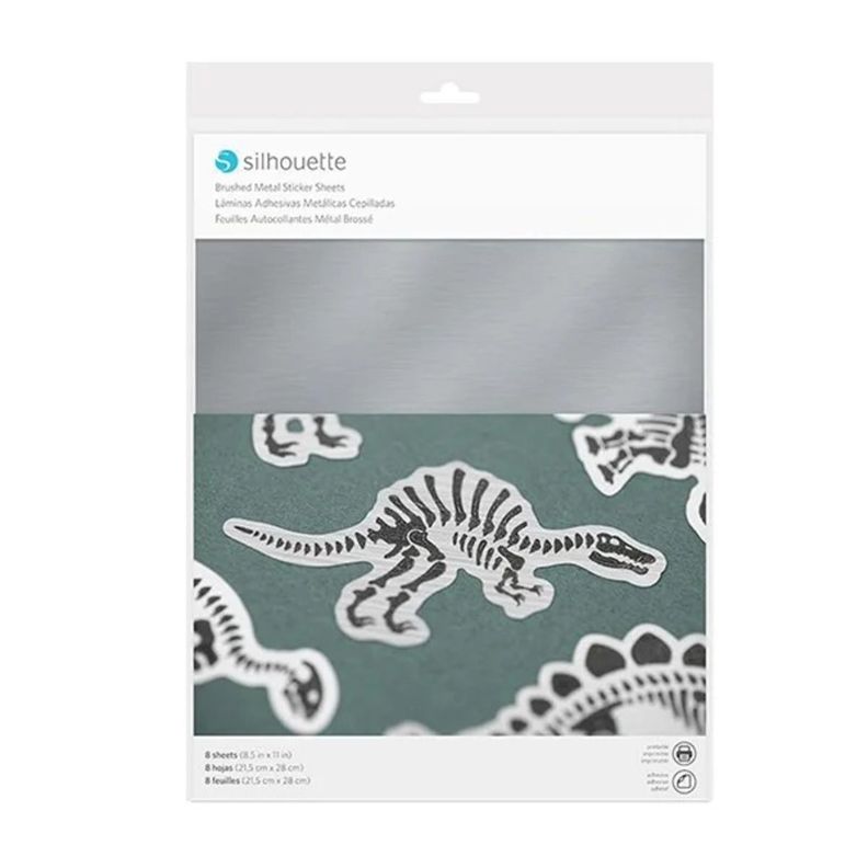 Papel Adhesivo Plata Cepillado 8 in Carta Silhouette Gris [ 20 ]