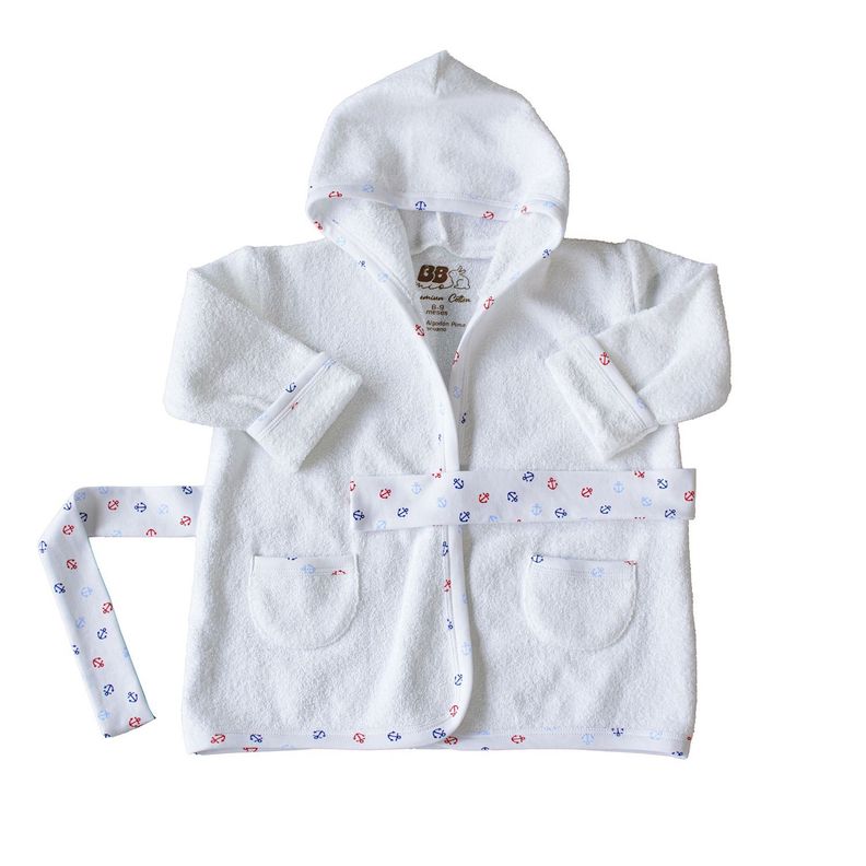 BATA DE FELPA PARA NIÑO CON DETALLES Y ESTAMPADO DE ANCLAS 18-24 MESES -0