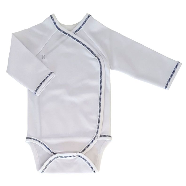 BODY CRUZADO BLANCO RIBETE AZUL MANGA LARGA 6-9 MESES -0