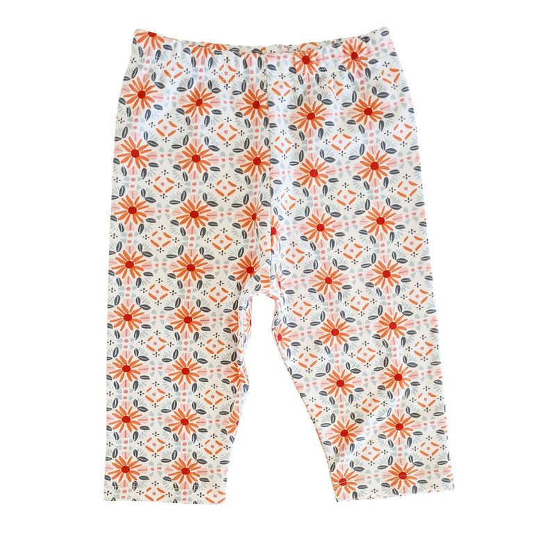 Pantalón Sin Pie Flores Naranjas-0