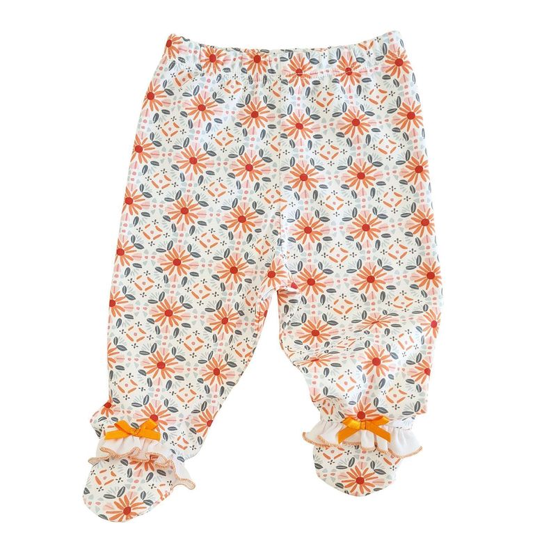 Pantalón Con Pie Flores Naranja-0