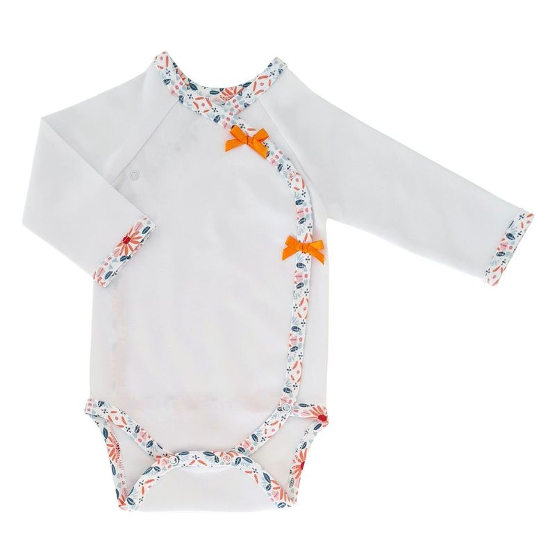 BODY CRUZADO BLANCO FLORES NARANJA MANGA LARGA 0-3 MESES-0