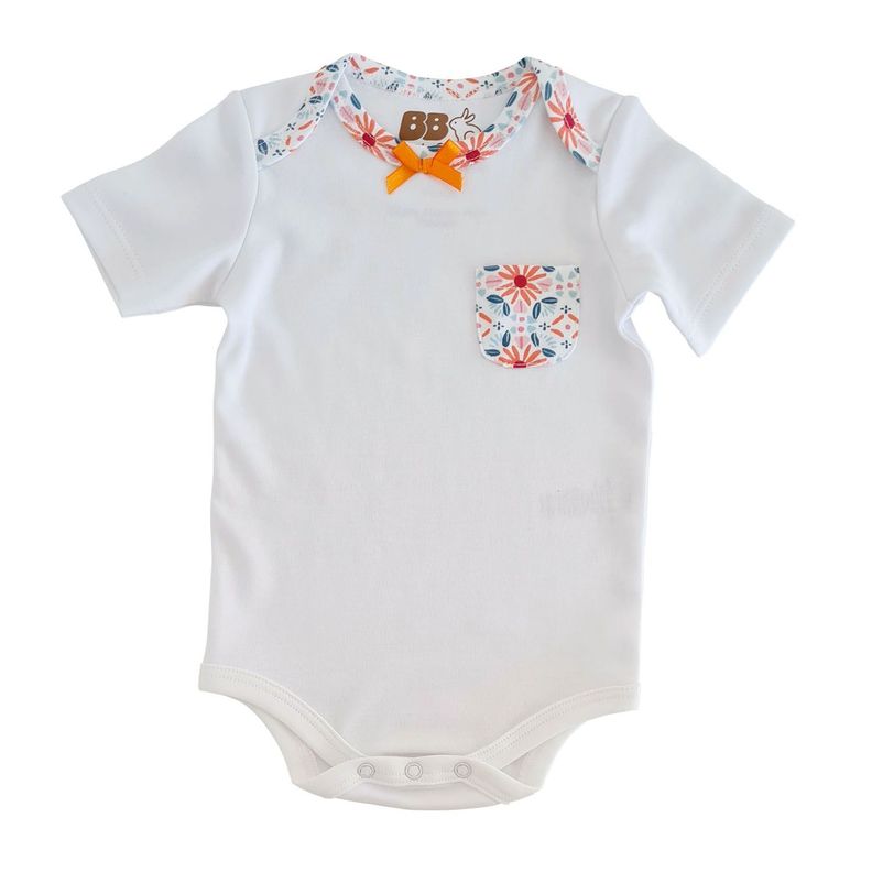 BODY FRANCES BLANCO FLORES NARANJA 6-9 MESES-0