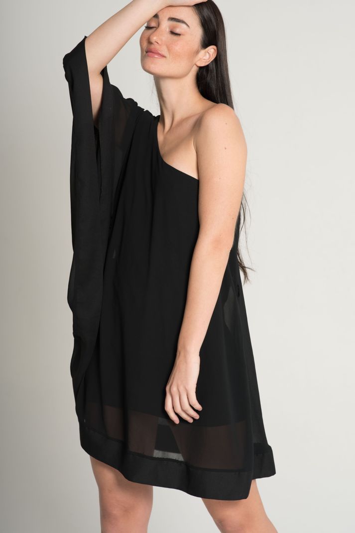 Vestido una sola manga negro -4