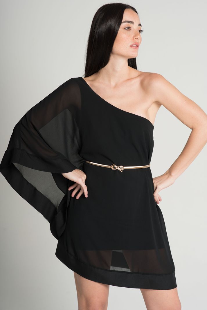 Vestido una sola manga negro -6