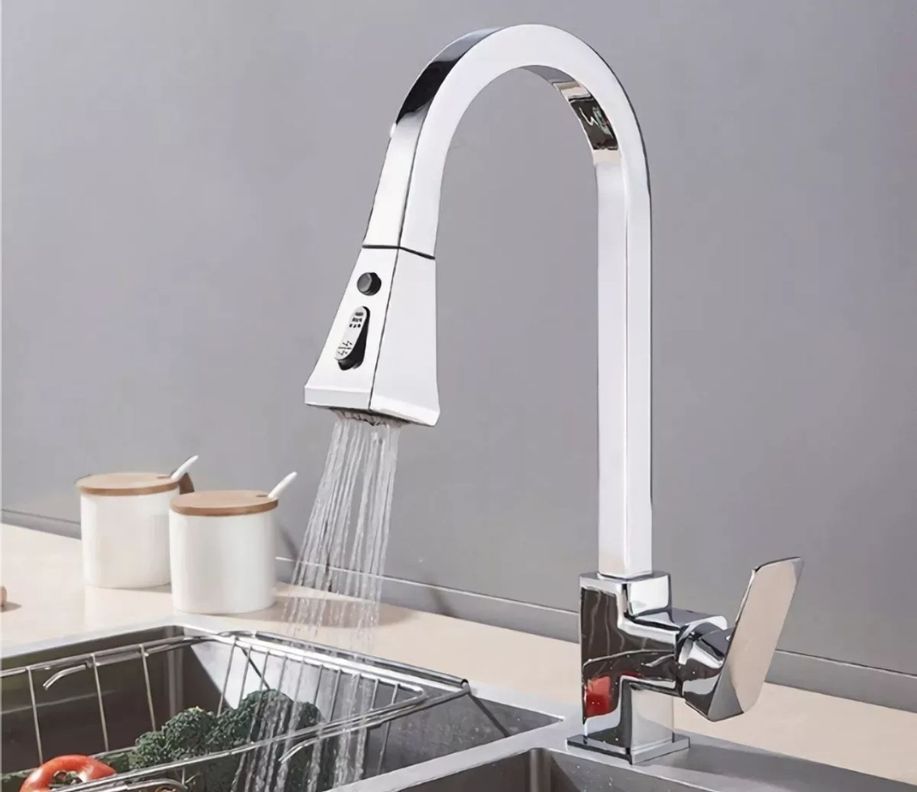 Llave Monomando Lavaplatos Extraíble De Lujo Cromada-0