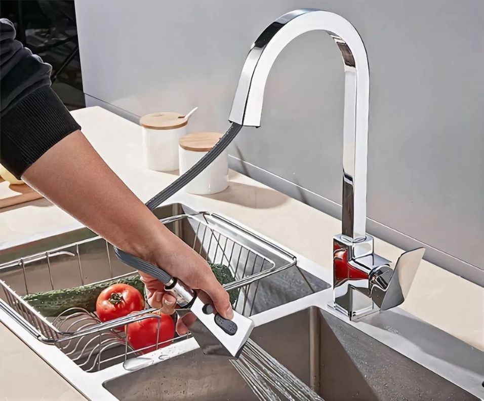Llave Monomando Lavaplatos Extraíble De Lujo Cromada-1