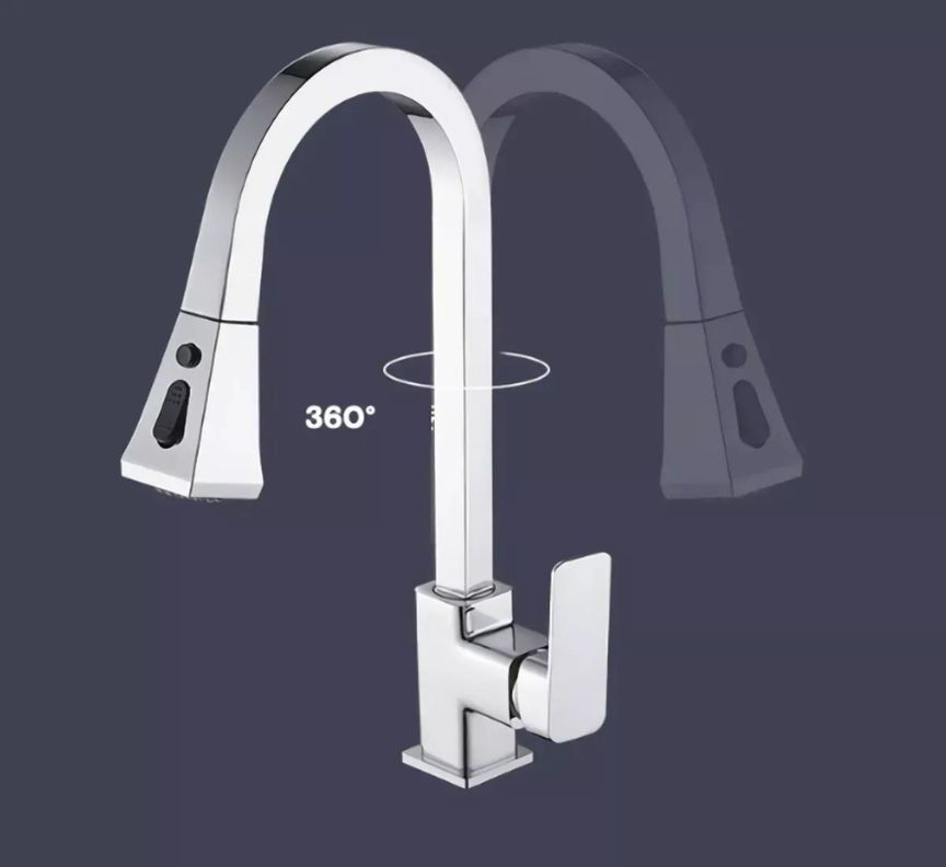 Llave Monomando Lavaplatos Extraíble De Lujo Cromada-2