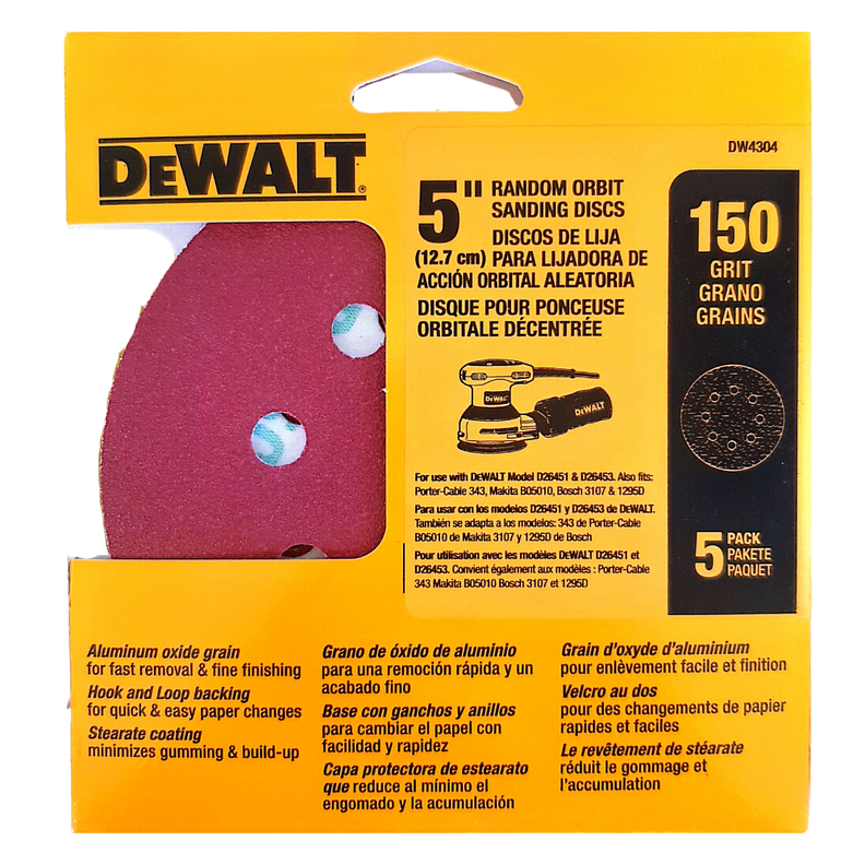 Set 5 Discos Lija Dewalt Dw4304 Grano 150-0