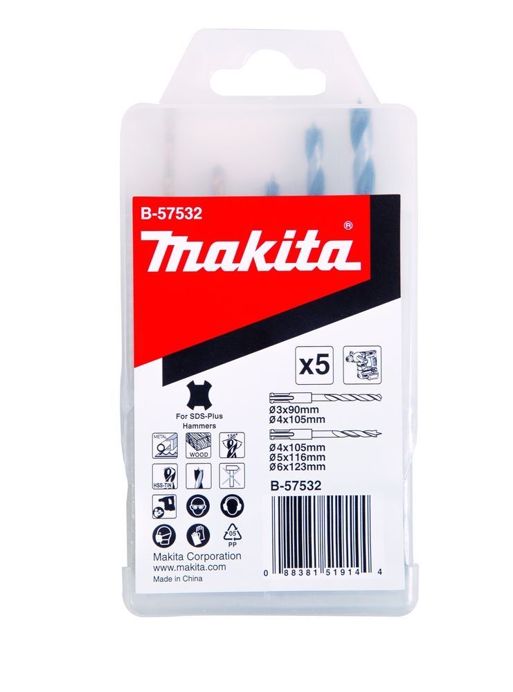 Juego De Brocas Sds-plus Para Madera Y Metal Makita B-57532-3