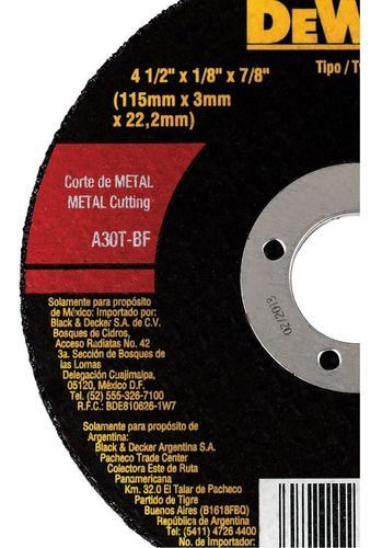 Pack 50 Disco Abrasivo Corte Metal 4-1/2  Dewalt Dw44530 X50-2