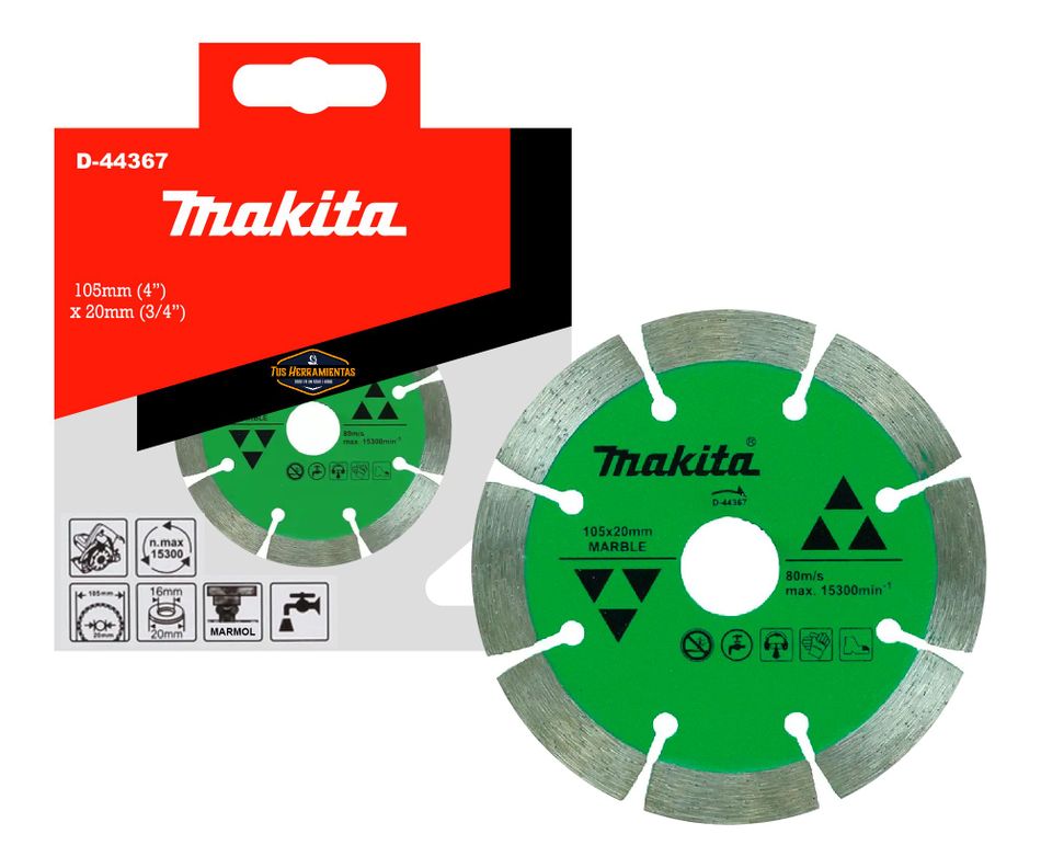 Disco Diamantado Corte Mármol 105x20mm Húmedo Makita D-44367-0