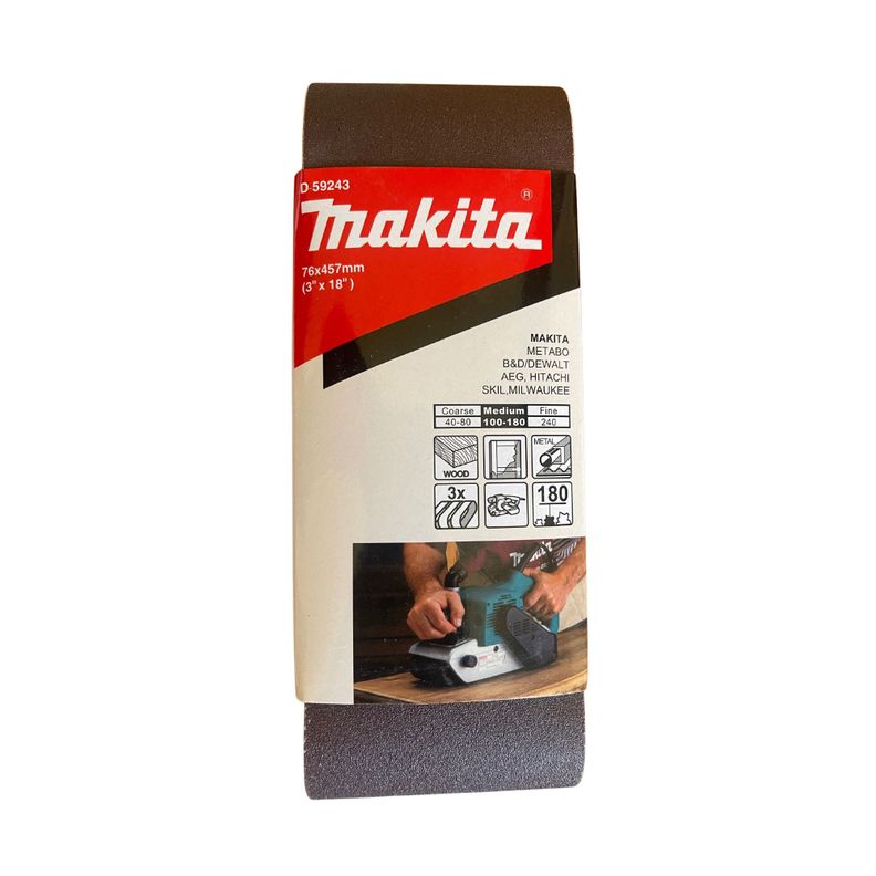 Lija de Banda 3x18" 3Pzs G180 Madera-Metal Makita D-59243-0