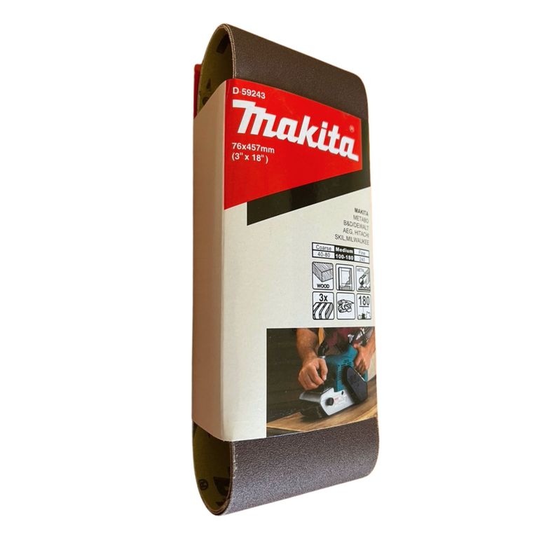 Lija de Banda 3x18" 3Pzs G180 Madera-Metal Makita D-59243-1