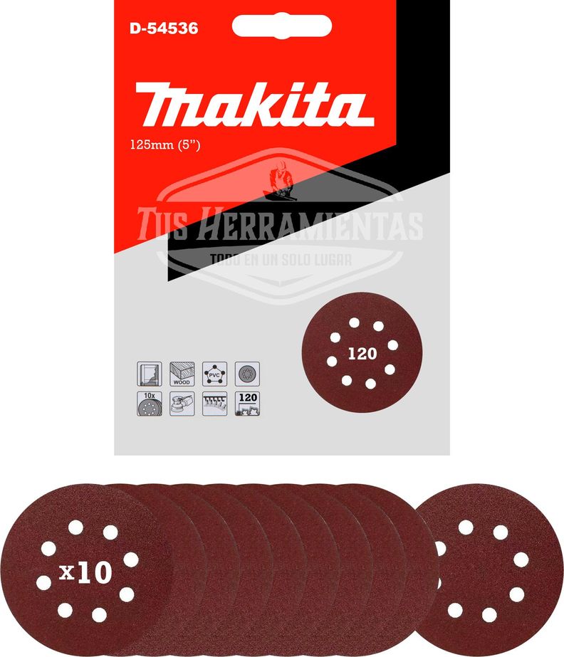 Lijadora Roto Orbital 125mm Makita M9204b + 10 Lijas G-120-9