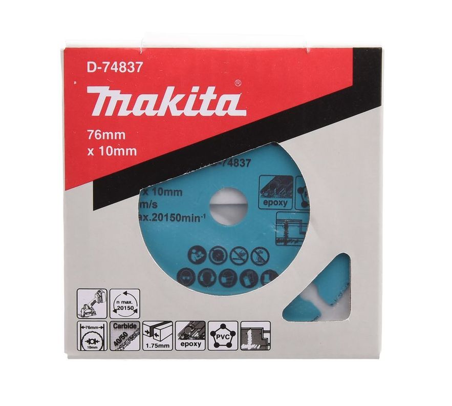 Disco de Corte Carburo de Tungsteno Makita 76x10mm D-74837-3