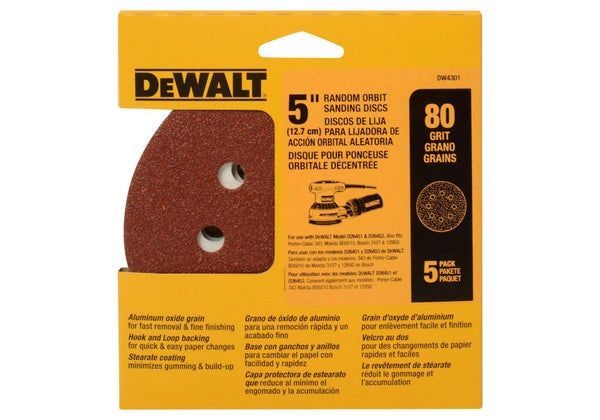 Set 5 Lijas De 5 (125 Mm) Dewalt DW4301 Grano 80-0