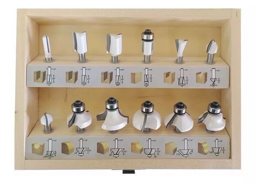 Juego De 12 Fresas 1/4 Para Madera Router Makita D-53584-1