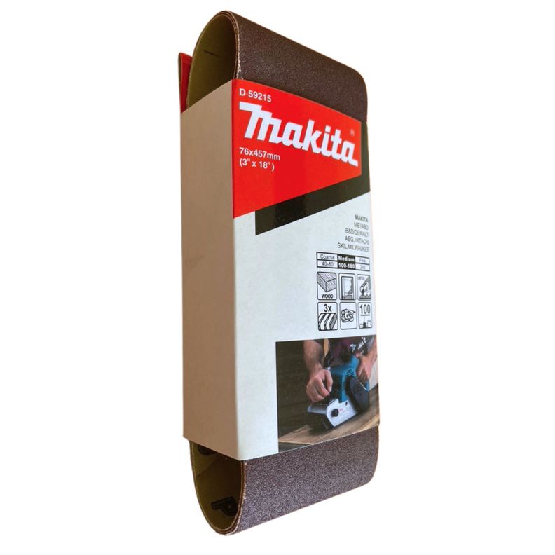 Lija de Banda 3x18" 3Pzs G100 Madera-Metal Makita D-59215-1