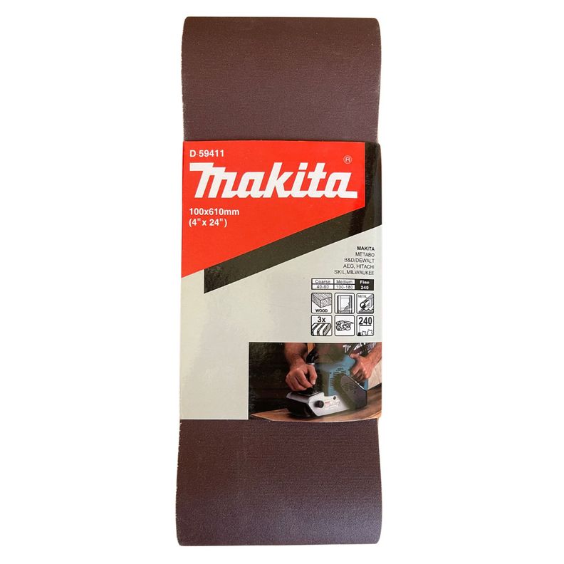 Lija de Banda 4x24" 3Pzs G-240 Madera-Metal Makita D59411-0