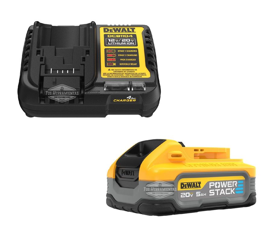 Cargador Dcb1104 + Bateria Power Stack 5 Ah 20v Dewalt-0