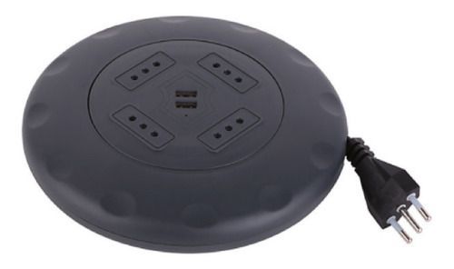 Alargador Retráctil 4 Tomas 5 M + 2 Usb Negro-0