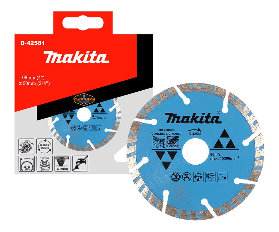 Disco Concreto Granito Turbo 105x20mm Makita D-42581-0