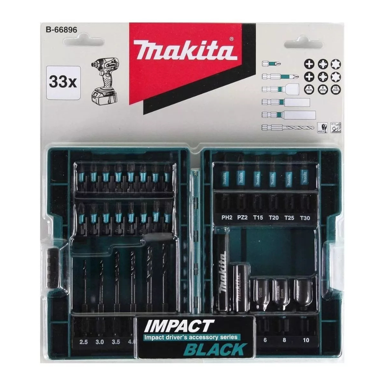 Set De Puntas Y Brocas Impact Black 33 piezas Makita B-66896-6