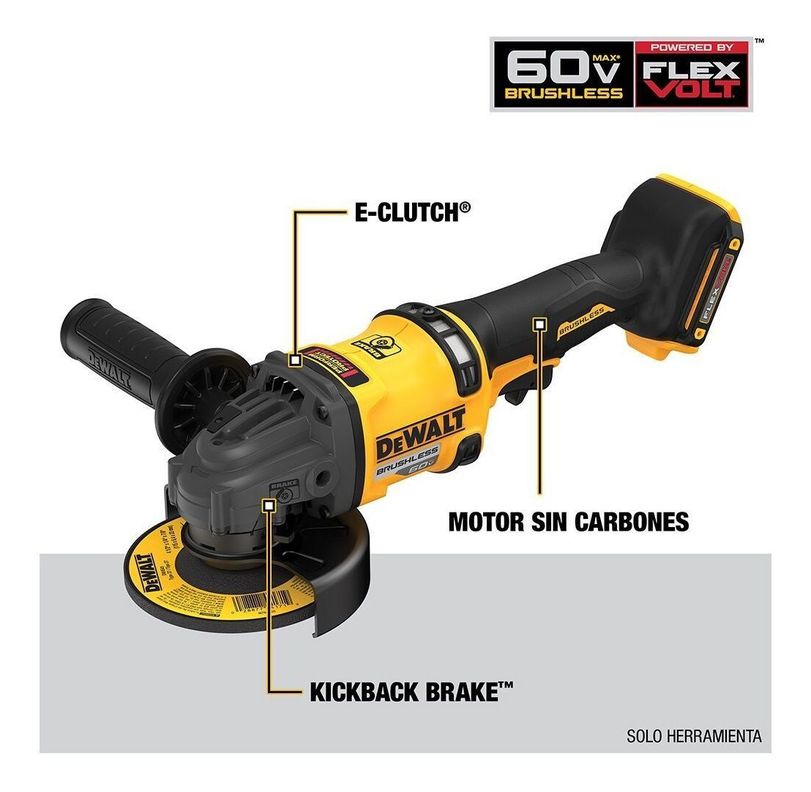 Esmeril Angular 4 1/2 60v Dewalt DCG418B Sin Baterias-2