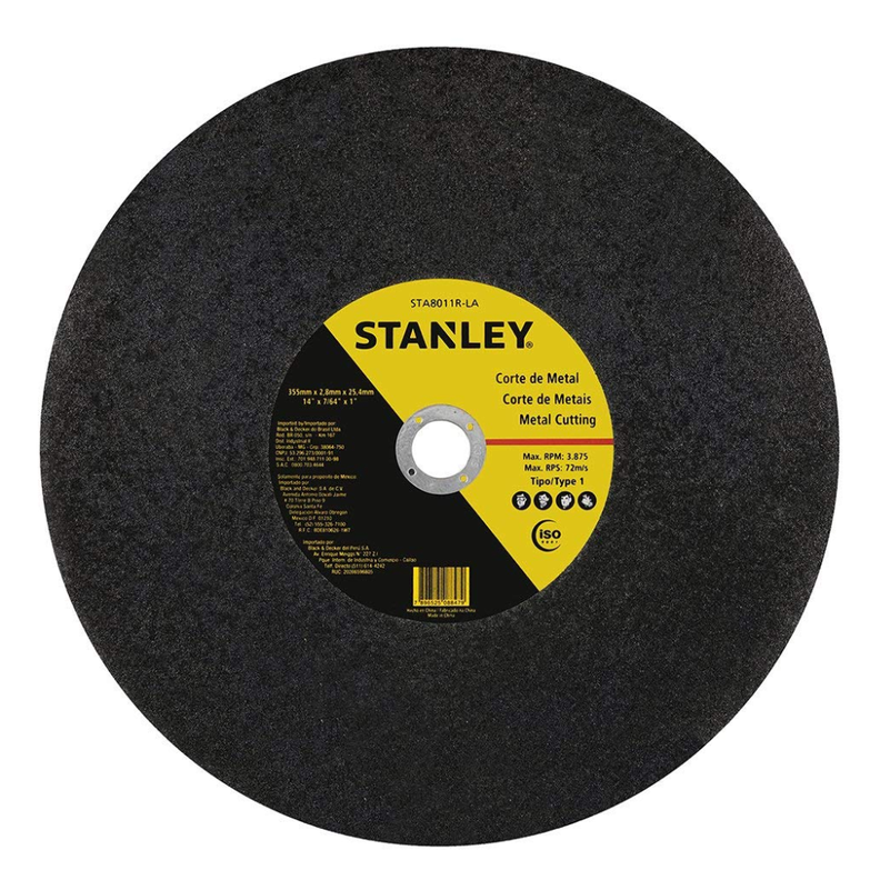 Caja 10Und. Disco Corte Metal 14 Eje 1 Stanley Sta8011R-LA