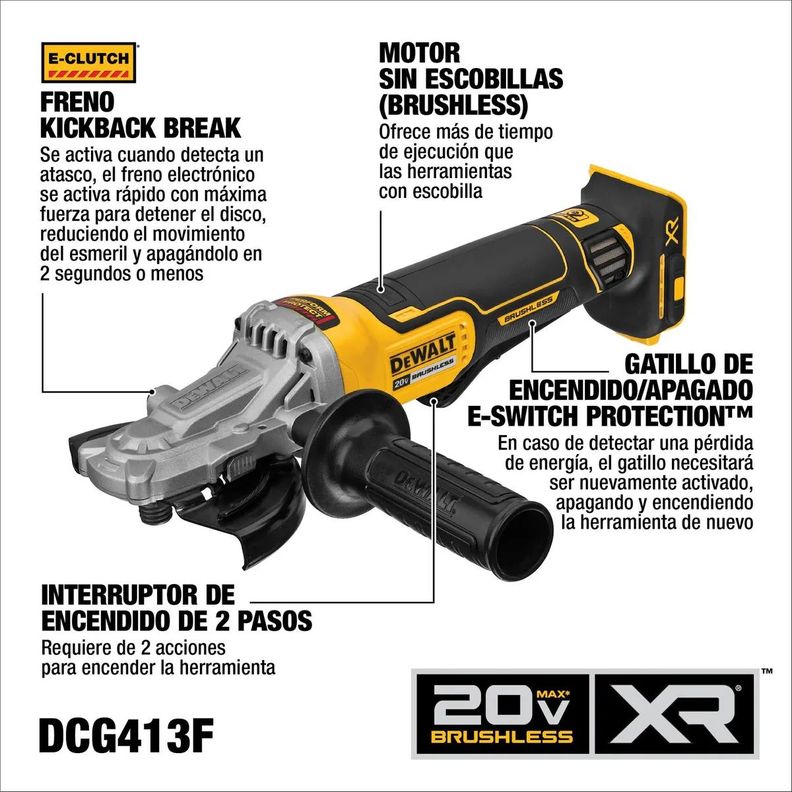 Esmeril De Cabeza Plana 5 20v Sin Batería Dewalt Dcg413fb-3