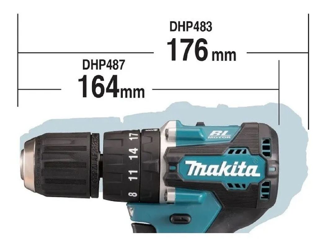 Taladro Percutor Inalámbrico 18v Makita Dhp487z + 1 Bateria-3