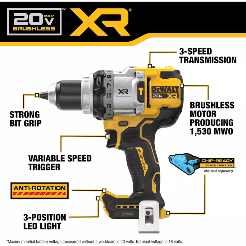 Taladro Percutor Dewalt Dcd1007b 20v Xr sin bateria-3