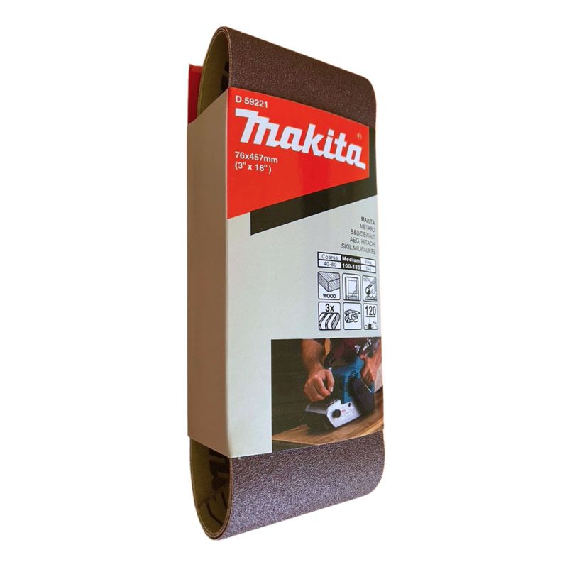 Lija de Banda 3x18" 3Pzs G120 Madera-Metal Makita D-59221-1