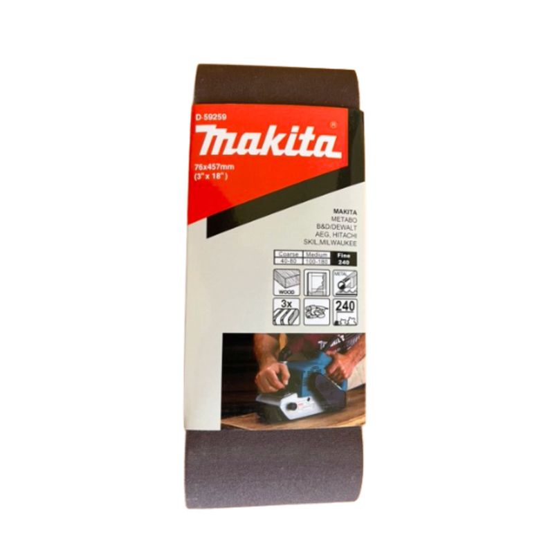 Lija de Banda 3x18" 3Pzs G240 Madera-Metal Makita D-59259