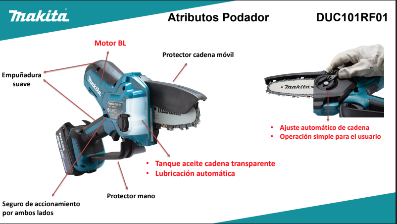 Motosierra de mano 18V Makita DUC101RF01 Makita +Bat+ Carg-2