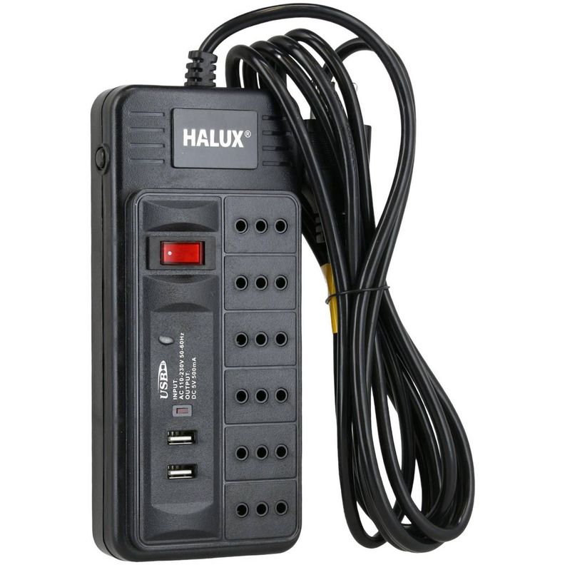 Alargador 6 tomas con 2 puertos USB e interruptor On Off 3 m-0
