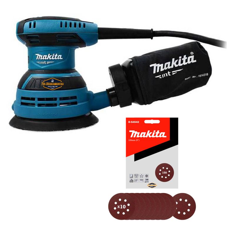 Lijadora Roto Orbital 125mm Makita M9204b + 10 Lijas G-150-0