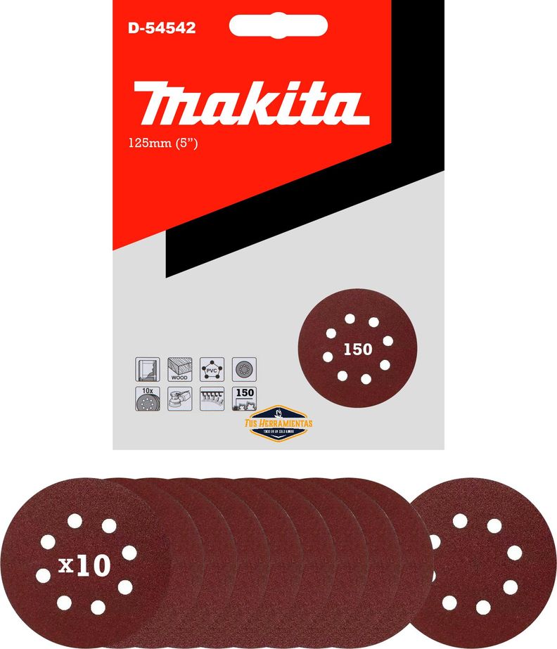 Lijadora Roto Orbital 125mm Makita M9204b + 10 Lijas G-150-8