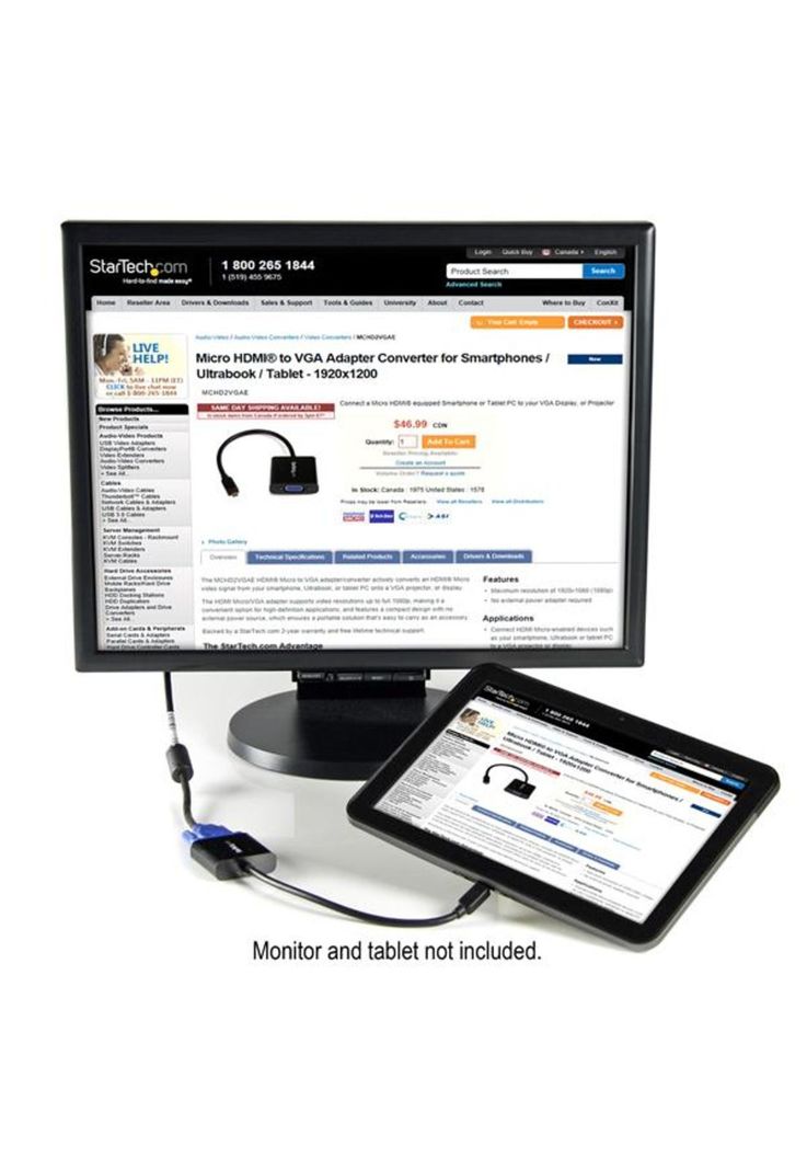 Adaptador Conversor Micro HDMI a VGA Full HD StarTech-4