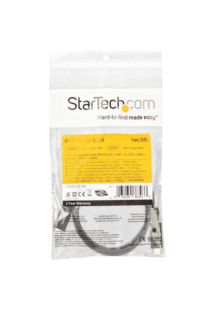 Cable USB-C de 1m con Entrega de Potencia 5A 10Gbps StarTech-3