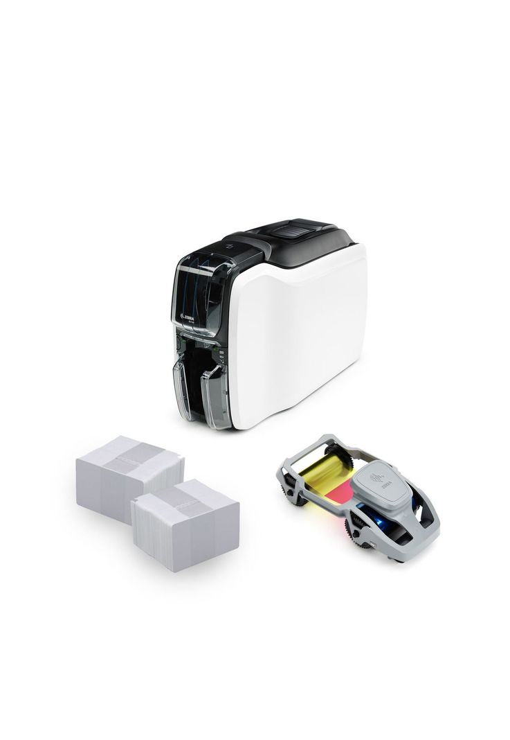 Impresora de Credenciales Zebra ZC100 + 200 Tarjetas + Cinta-0
