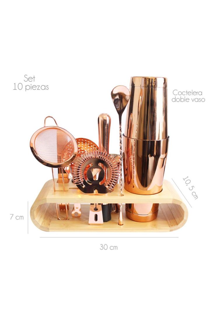 Set Bartender Juego Coctelera Cobre 10 piezas Moderna-1