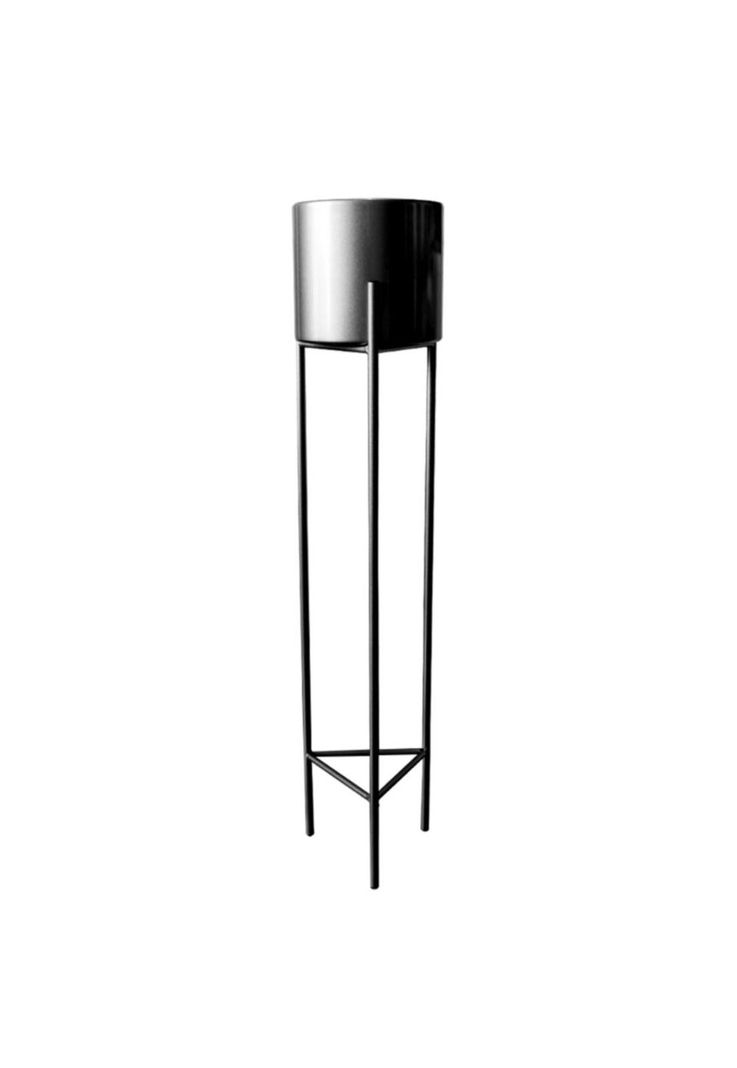 Macetero Pedestal Negro Set de 3 Piezas-2