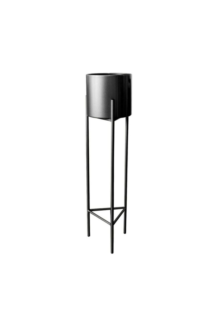 Macetero Pedestal Negro Set de 3 Piezas-3