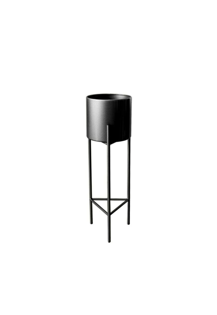 Macetero Pedestal Negro Set de 3 Piezas-5