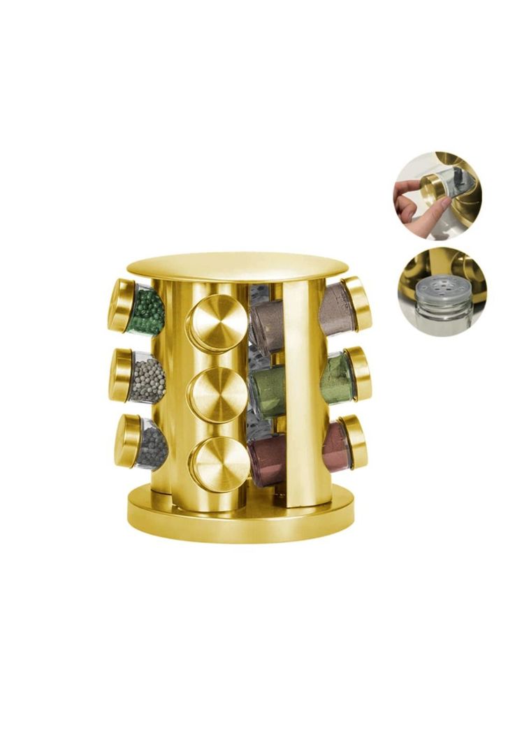 Especiero para Condimentos Dorado 12 piezas-0