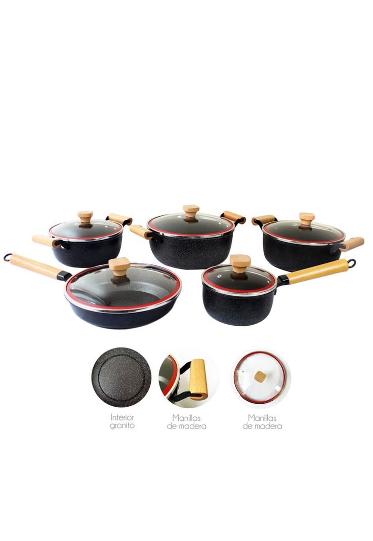 Juego de Ollas Ceramica Granito 10 piezas-2