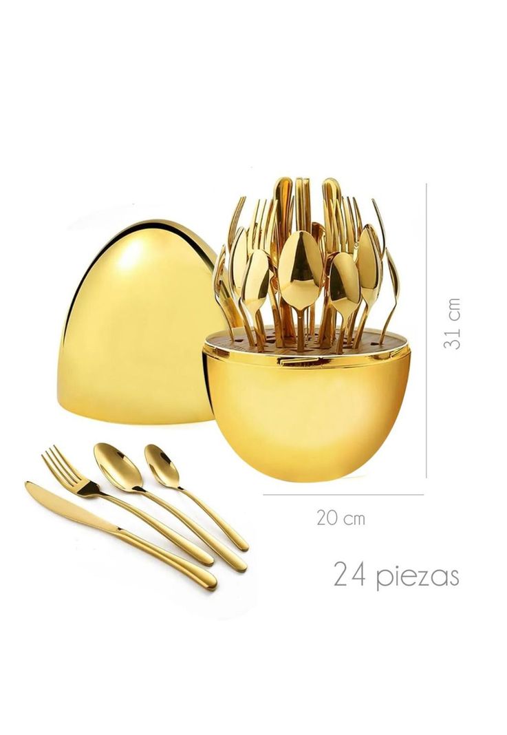 Juego de Cubiertos Dorado 24 piezas Decorativo Huevo-1