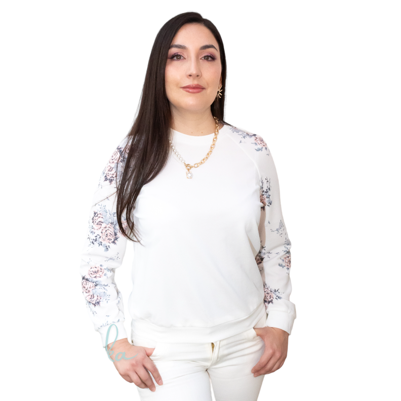 POLERON PULLOVER BLANCO FLOR-0